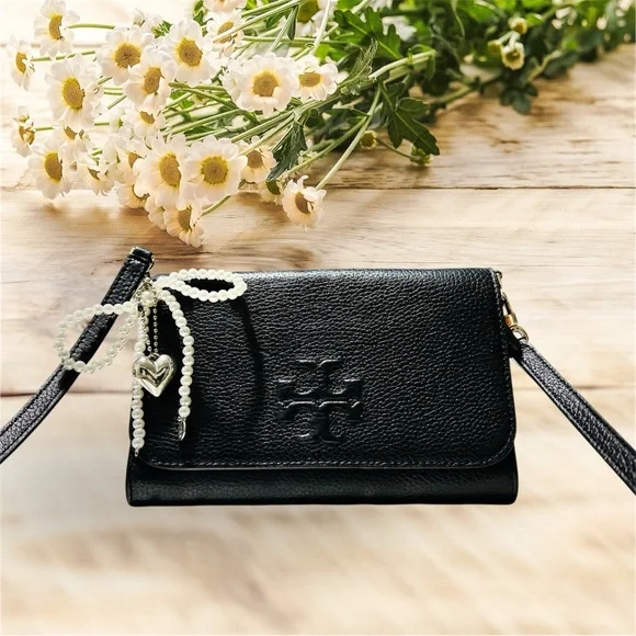 Vintage style Tory Burch small crossbody Bag Black Leather - Picture 4 of 17
